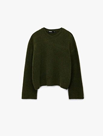 Uzun Kollu Bisiklet Yaka Triko Oversize Kazak