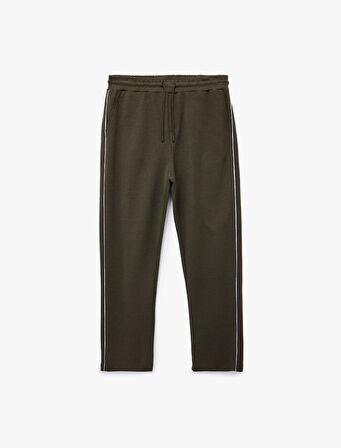 Pamuklu Cepli Çizgi Detaylı Beli Bağcıklı Eşofman Altı