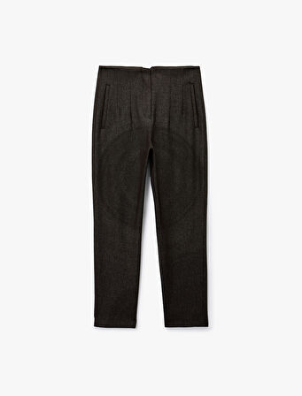 Yüksek Bel Regular Fit Cep Detaylı Cigarette Pantolon