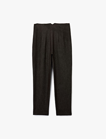 Yüksek Bel Regular Fit Cep Detaylı Cigarette Pantolon