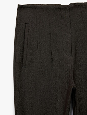 Yüksek Bel Regular Fit Cep Detaylı Cigarette Pantolon