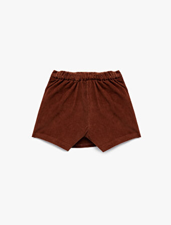 Pamuklu Beli Lastikli Kadife Şort Etek