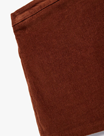 Pamuklu Beli Lastikli Kadife Şort Etek