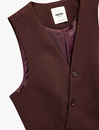 Kolsuz Düğmeli Asimetrik Kruvaze Yaka Yelek