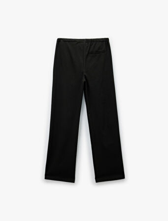 Beli Bağcıklı Düz Bol Paça Pantolon