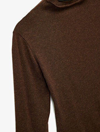 Regular Fit Uzun Kollu Asimetrik Bisiklet Yaka Dantelli Tişört