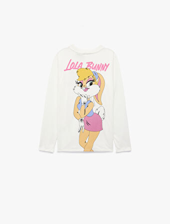 Lola Bunny Lisanslı Arkası Baskılı Uzun Kollu Bisiklet Yaka Tişört