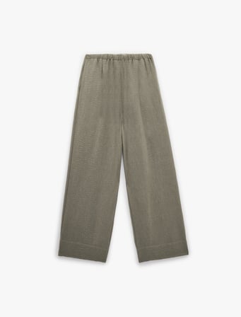 Keten Görünümlü Beli Bağcıklı Geniş Paça Pantolon