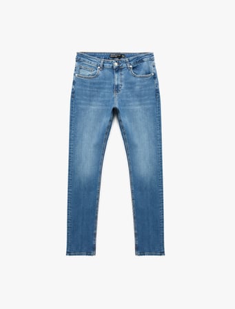Düğmeli Cep Detaylı Normal Bel Slim Fit Jean Pantolon - Brad Jean