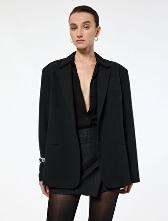 Metalik İplik Detaylı Slim Fit A Kesim Kruvaze Mini Etek