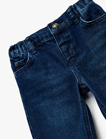Pamuklu Beli Lastikli Relax Fit Jean Pantolon