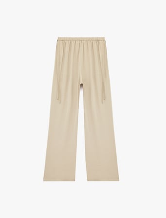 Beli Bağcıklı Aerobin Saten Geniş Paça Pantolon