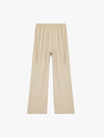 Beli Bağcıklı Aerobin Saten Geniş Paça Pantolon