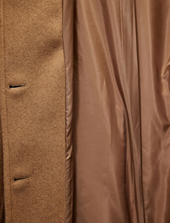 Koton X Şahika Ercümen - Kemerli Kaban Yakası Apoletli Kaşe Uzun Kollu Cepli