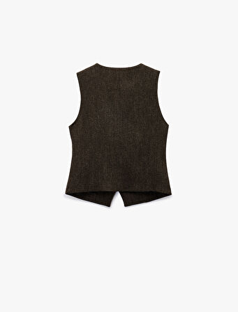 Koton X Şahika Ercümen - Slim Fit Asimetrik Düğmeli Yelek