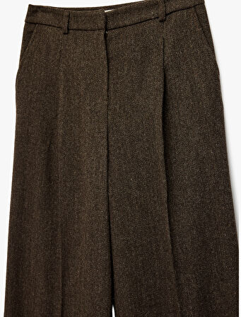 Koton X Şahika Ercümen - Koyun Yünü Karışımlı Pileli Geniş Paça Pantolon