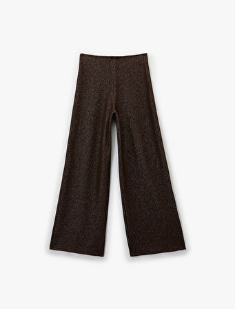 Koton X Şahika Ercümen - Regular Fit Işıltılı Uzun Geniş Paça Pantolon