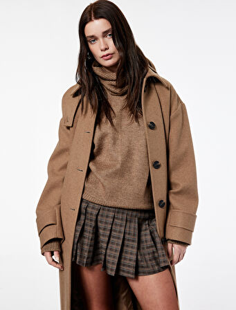 Koton X Şahika Ercümen - A Kesim Pileli Mini Ekose Etek