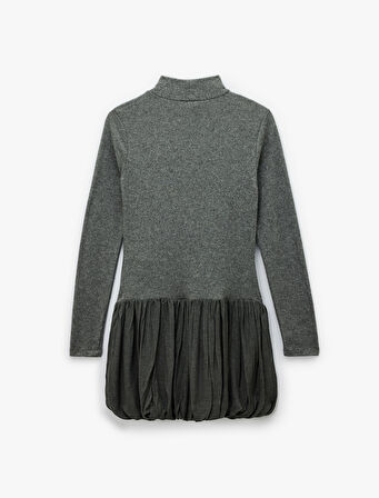 Koton X Şahika Ercümen - Slim Fit Uzun Kollu Dik Yaka Mini Balon Elbise