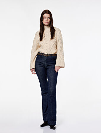 Koton X Şahika Ercümen - Uzun Kollu Balıkçı Yaka Saç Örgü Kazak