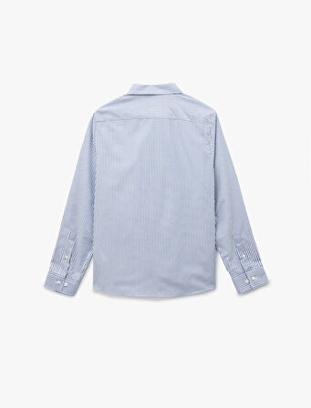 Regular Fit Klasik Yaka Pamuk Karışımlı Uzun Kollu Gömlek