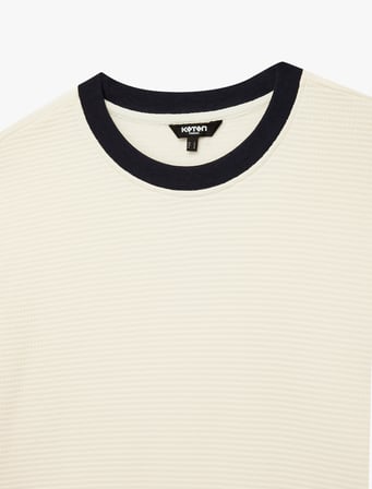 Uzun Kollu Pamuklu Renk Kontrastlı Bisiklet Yaka Sweatshirt