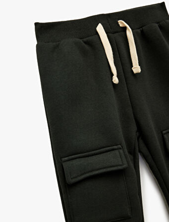 Pamuklu Bağcıklı Kargo Cep Detaylı Jogger Eşofman Altı