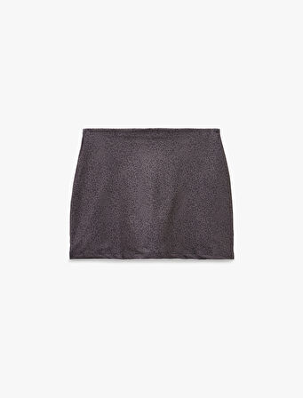 Yüksek Bel Slim Fit Leopar Desenli Spor Mini Şort Etek