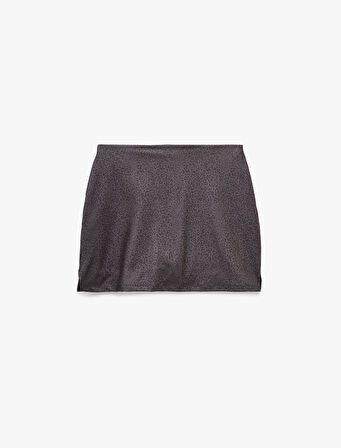 Yüksek Bel Slim Fit Leopar Desenli Spor Mini Şort Etek