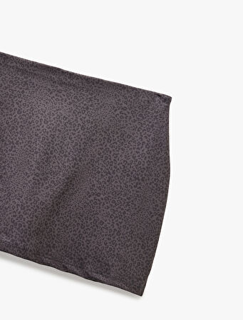 Yüksek Bel Slim Fit Leopar Desenli Spor Mini Şort Etek