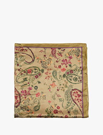 Çiçek Desenli Saten Kare Şal