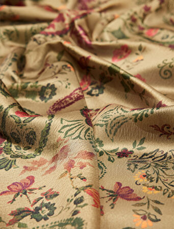 Çiçek Desenli Saten Kare Şal