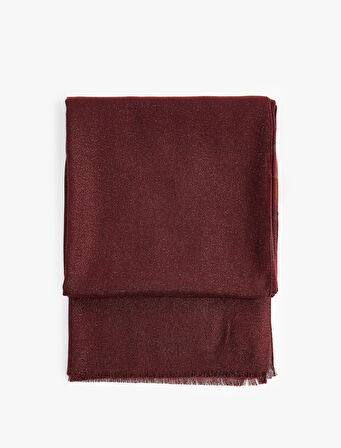 Simli Dokulu İnce Püsküllü Uzun Atkı