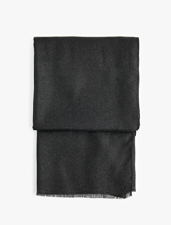 Simli Dokulu İnce Püsküllü Uzun Atkı