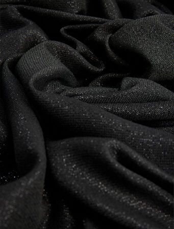 Simli Dokulu İnce Püsküllü Uzun Atkı