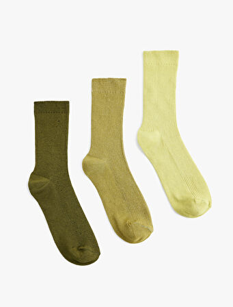 Çok Renkli Pamuklu 3'lü Soket Çorap Seti