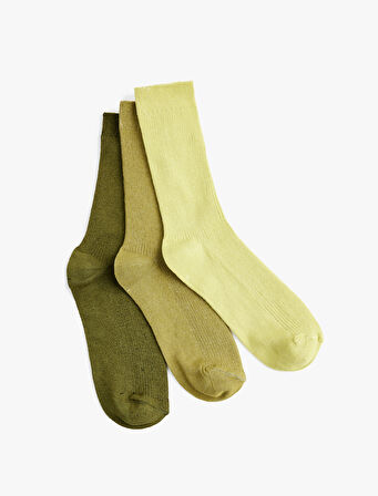 Çok Renkli Pamuklu 3'lü Soket Çorap Seti