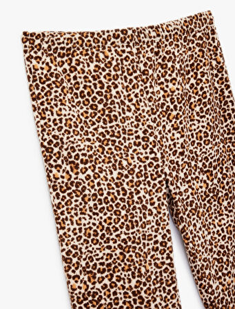 Leopar Desenli Slim Fit İspanyol Paça Pantolon