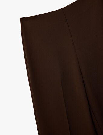 Normal Bel Düz Geniş Paça Kumaş Pantolon 