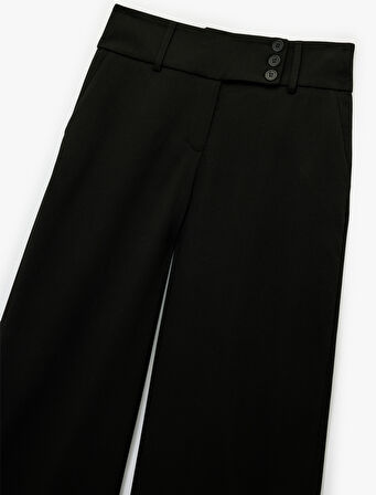 Standart Bel Cepli Düz Geniş Paça Palazzo Pantolon