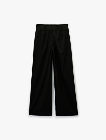 Standart Bel Cepli Düz Geniş Paça Palazzo Pantolon