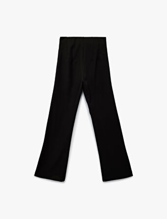 Yanları Zımba Detaylı Uzun Düz Bol Paça Pantolon