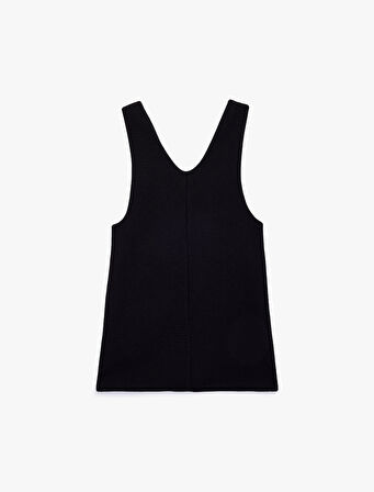 V Yaka Kolsuz Cep Detaylı Tüvit Jile Elbise