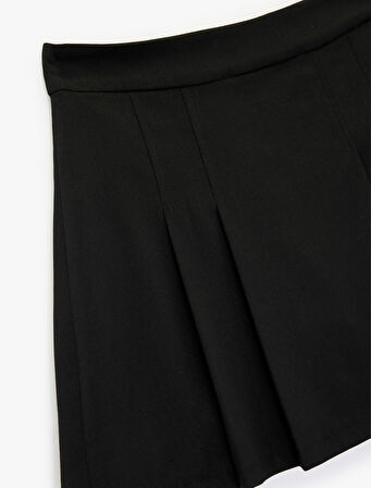 Viskon Karışımlı Pileli Mini Şort Etek