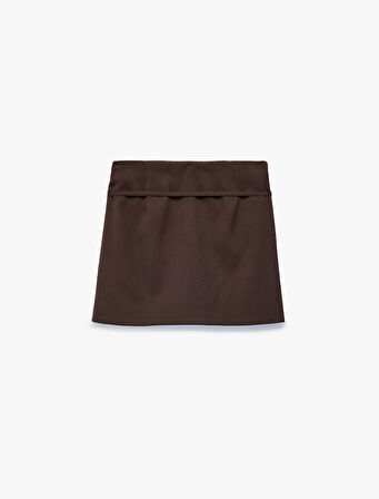 Kemer Detaylı Viskon Karışımlı Mini Şort Etek