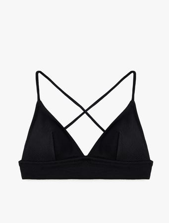 Çapraz Askılı Dokulu Bralet Bikini Üstü