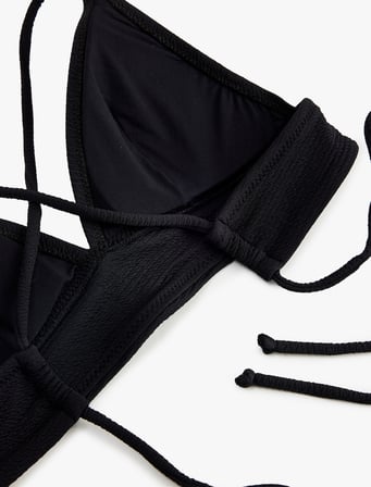 Çapraz Askılı Dokulu Bralet Bikini Üstü