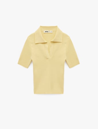 Slim Fit Kısa Kollu Polo Yaka Triko Kazak