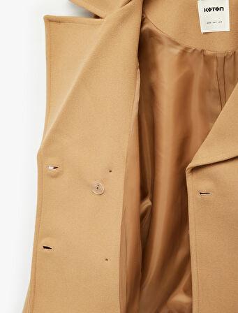 Kısa Kaban Kaşe Düğmeli Cepli Uzun Kollu Kruvaze