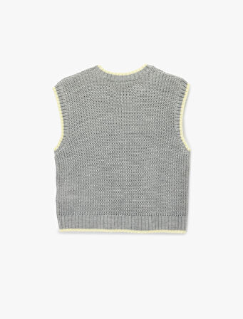 Kolsuz Biyeli Bisiklet Yaka Saç Örgüsü Dokulu Süveter